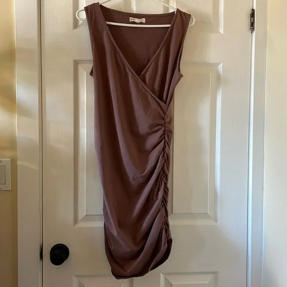 Synergy organic cotton dress ruched mauve sustainable - Picture 1 of 6